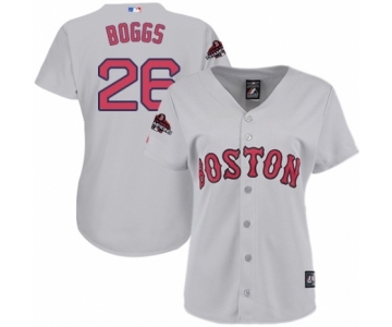 Women's Majestic Boston Red Sox #26 Wade Boggs Authentic Grey Road 2018 World Series Champions MLB Jersey