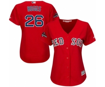 Women's Majestic Boston Red Sox #26 Wade Boggs Authentic Red Alternate Home 2018 World Series Champions MLB Jersey