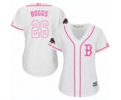 Women's Majestic Boston Red Sox #26 Wade Boggs Authentic White Fashion 2018 World Series Champions MLB Jersey