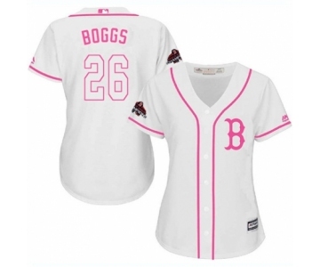 Women's Majestic Boston Red Sox #26 Wade Boggs Authentic White Fashion 2018 World Series Champions MLB Jersey