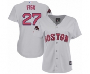 Women's Majestic Boston Red Sox #27 Carlton Fisk Authentic Grey Road 2018 World Series Champions MLB Jersey