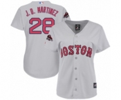 Women's Majestic Boston Red Sox #28 J. D. Martinez Authentic Grey Road 2018 World Series Champions MLB Jersey