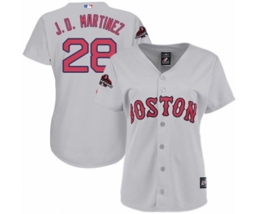 Women's Majestic Boston Red Sox #28 J. D. Martinez Authentic Grey Road 2018 World Series Champions MLB Jersey