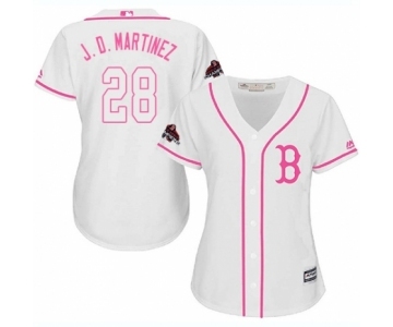 Women's Majestic Boston Red Sox #28 J. D. Martinez Authentic White Fashion 2018 World Series Champions MLB Jersey