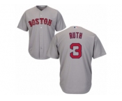 Women's Majestic Boston Red Sox #3 Babe Ruth Authentic Grey Road MLB Jersey