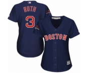 Women's Majestic Boston Red Sox #3 Babe Ruth Authentic Navy Blue Alternate Road 2018 World Series Champions MLB Jersey