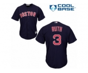 Women's Majestic Boston Red Sox #3 Babe Ruth Authentic Navy Blue Alternate Road MLB Jersey