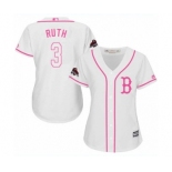 Women's Majestic Boston Red Sox #3 Babe Ruth Authentic White Fashion 2018 World Series Champions MLB Jersey