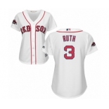 Women's Majestic Boston Red Sox #3 Babe Ruth Authentic White Home 2018 World Series Champions MLB Jersey