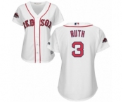 Women's Majestic Boston Red Sox #3 Babe Ruth Authentic White Home 2018 World Series Champions MLB Jersey