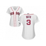 Women's Majestic Boston Red Sox #3 Babe Ruth Authentic White Home MLB Jersey