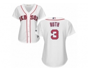 Women's Majestic Boston Red Sox #3 Babe Ruth Authentic White Home MLB Jersey