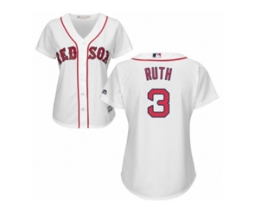 Women's Majestic Boston Red Sox #3 Babe Ruth Authentic White Home MLB Jersey