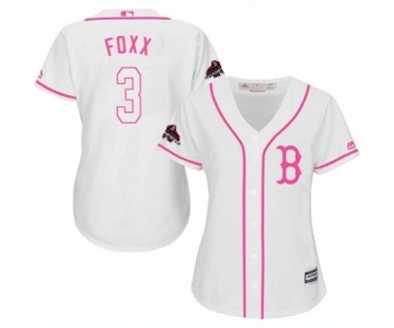 Women's Majestic Boston Red Sox #3 Jimmie Foxx Authentic White Fashion 2018 World Series Champions MLB Jersey