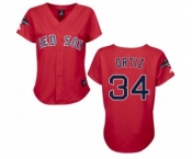 Women's Majestic Boston Red Sox #34 David Ortiz Authentic Red 2018 World Series Champions MLB Jersey