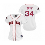 Women's Majestic Boston Red Sox #34 David Ortiz Authentic White 2018 World Series Champions MLB Jersey