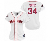 Women's Majestic Boston Red Sox #34 David Ortiz Authentic White 2018 World Series Champions MLB Jersey