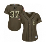 Women's Majestic Boston Red Sox #37 Bill Lee Authentic Green Salute to Service 2018 World Series Champions MLB Jersey