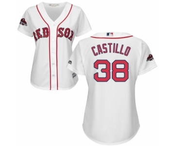 Women's Majestic Boston Red Sox #38 Rusney Castillo Authentic White Home 2018 World Series Champions MLB Jersey