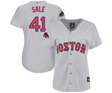 Women's Majestic Boston Red Sox #41 Chris Sale Authentic Grey Road 2018 World Series Champions MLB Jersey