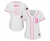 Women's Majestic Boston Red Sox #41 Chris Sale Authentic White Fashion 2018 World Series Champions MLB Jersey