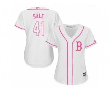 Women's Majestic Boston Red Sox #41 Chris Sale Replica White Fashion MLB Jersey