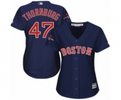 Women's Majestic Boston Red Sox #47 Tyler Thornburg Authentic Navy Blue Alternate Road 2018 World Series Champions MLB Jersey