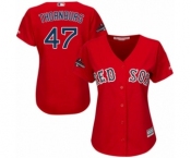 Women's Majestic Boston Red Sox #47 Tyler Thornburg Authentic Red Alternate Home 2018 World Series Champions MLB Jersey