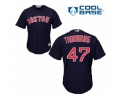 Women's Majestic Boston Red Sox #47 Tyler Thornburg Replica Navy Blue Alternate Road MLB Jersey