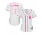 Women's Majestic Boston Red Sox #48 Pablo Sandoval Replica White Fashion MLB Jersey