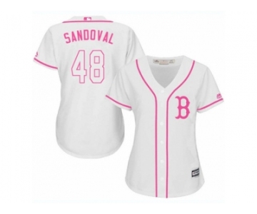 Women's Majestic Boston Red Sox #48 Pablo Sandoval Replica White Fashion MLB Jersey