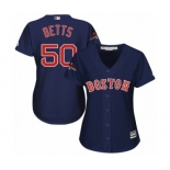 Women's Majestic Boston Red Sox #50 Mookie Betts Authentic Navy Blue Alternate Road 2018 World Series Champions MLB Jersey