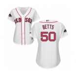 Women's Majestic Boston Red Sox #50 Mookie Betts Authentic White Home 2018 World Series Champions MLB Jersey