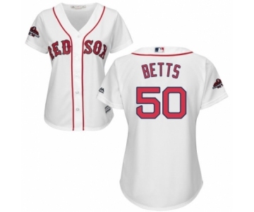 Women's Majestic Boston Red Sox #50 Mookie Betts Authentic White Home 2018 World Series Champions MLB Jersey