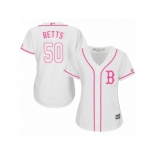 Women's Majestic Boston Red Sox #50 Mookie Betts Replica White Fashion MLB Jersey