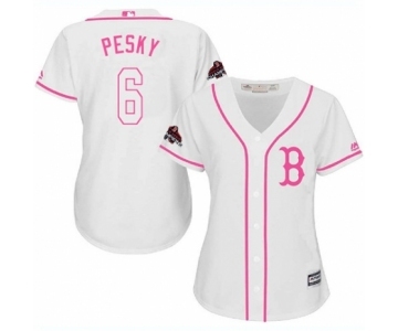 Women's Majestic Boston Red Sox #6 Johnny Pesky Authentic White Fashion 2018 World Series Champions MLB Jersey