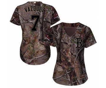 Women's Majestic Boston Red Sox #7 Christian Vazquez Authentic Camo Realtree Collection Flex Base 2018 World Series Champions MLB Jersey