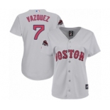 Women's Majestic Boston Red Sox #7 Christian Vazquez Authentic Grey Road 2018 World Series Champions MLB Jersey