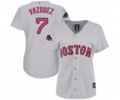 Women's Majestic Boston Red Sox #7 Christian Vazquez Authentic Grey Road 2018 World Series Champions MLB Jersey