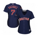 Women's Majestic Boston Red Sox #7 Christian Vazquez Authentic Navy Blue Alternate Road 2018 World Series Champions MLB Jersey