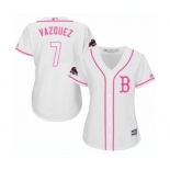 Women's Majestic Boston Red Sox #7 Christian Vazquez Authentic White Fashion 2018 World Series Champions MLB Jersey