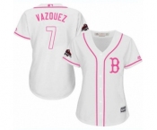 Women's Majestic Boston Red Sox #7 Christian Vazquez Authentic White Fashion 2018 World Series Champions MLB Jersey