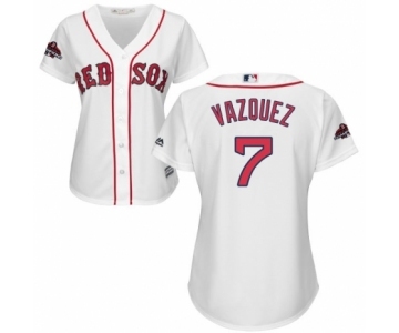 Women's Majestic Boston Red Sox #7 Christian Vazquez Authentic White Home 2018 World Series Champions MLB Jersey