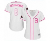 Women's Majestic Boston Red Sox #8 Carl Yastrzemski Authentic White Fashion 2018 World Series Champions MLB Jersey