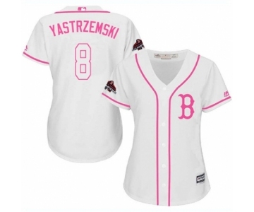 Women's Majestic Boston Red Sox #8 Carl Yastrzemski Authentic White Fashion 2018 World Series Champions MLB Jersey