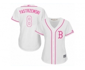 Women's Majestic Boston Red Sox #8 Carl Yastrzemski Authentic White Fashion MLB Jersey