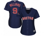 Women's Majestic Boston Red Sox #9 Ted Williams Authentic Navy Blue Alternate Road 2018 World Series Champions MLB Jersey