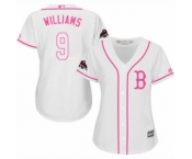 Women's Majestic Boston Red Sox #9 Ted Williams Authentic White Fashion 2018 World Series Champions MLB Jersey