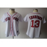 women mlb boston red sox #13 crawford white[red number]