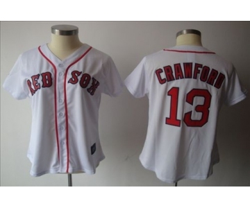 women mlb boston red sox #13 crawford white[red number]